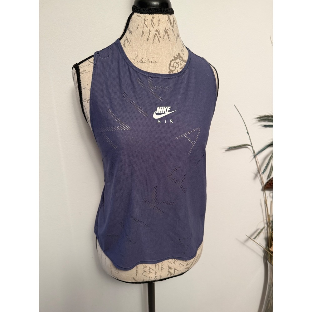 Nike Air Womens Dri-FIT Mesh Tank Top Purple Racerback Crop Training Vest Medium